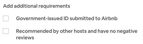 Set additional Airbnb guest requirements